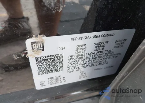 2025 Chevrolet Trax Fwd 2Rs from USA, damaged, VIN KL77LJEP1SC140123